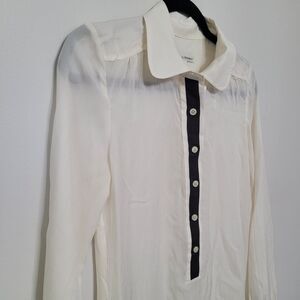 Banana Republic Cream Silk Button Front Mini Dress Size 4 Long Sleeve Luxury
